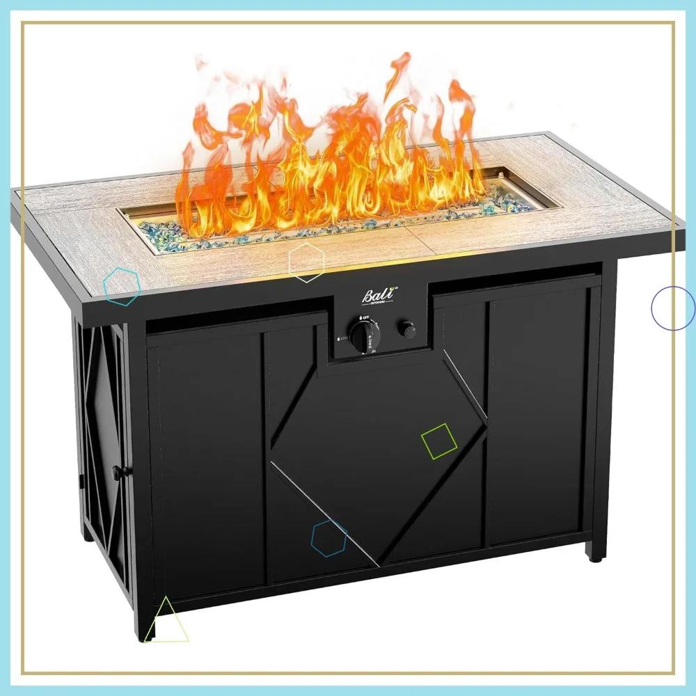 

42-дюймовый уличный пропановый стол-кострище с керамической столешницей, сертифицированный CSA, 60 000 BTU
