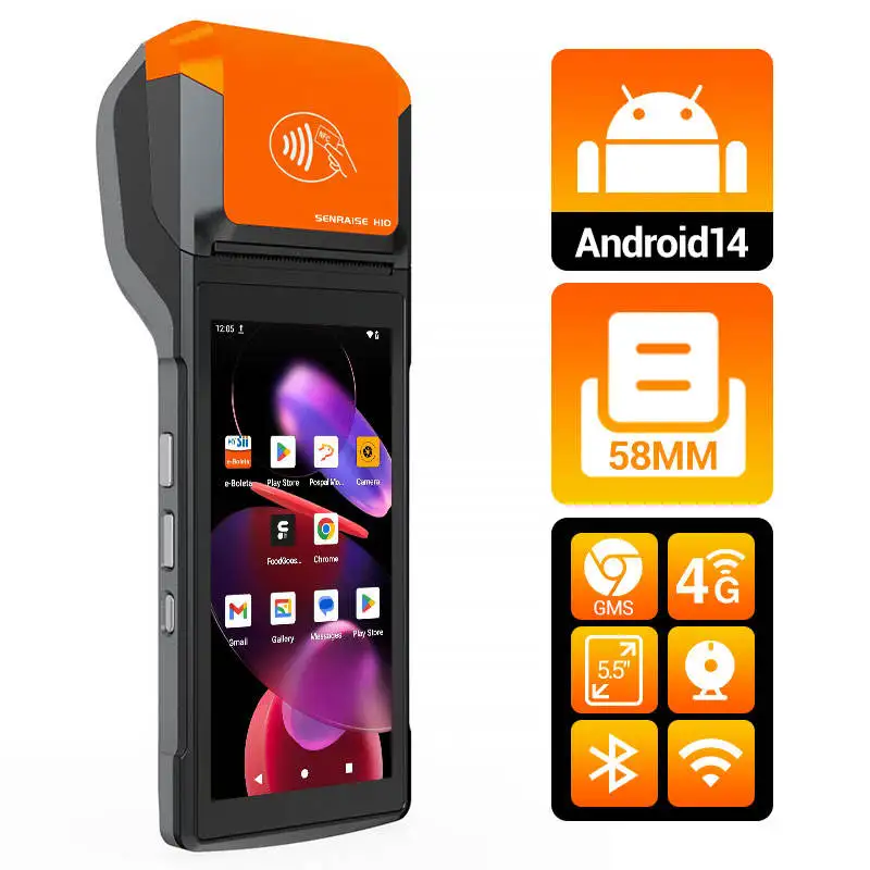 H10P 8 Core Android14 Touch Screen Pos System Cash Register Software Mobile Handheld NFC Portable Pos Terminal With Printer