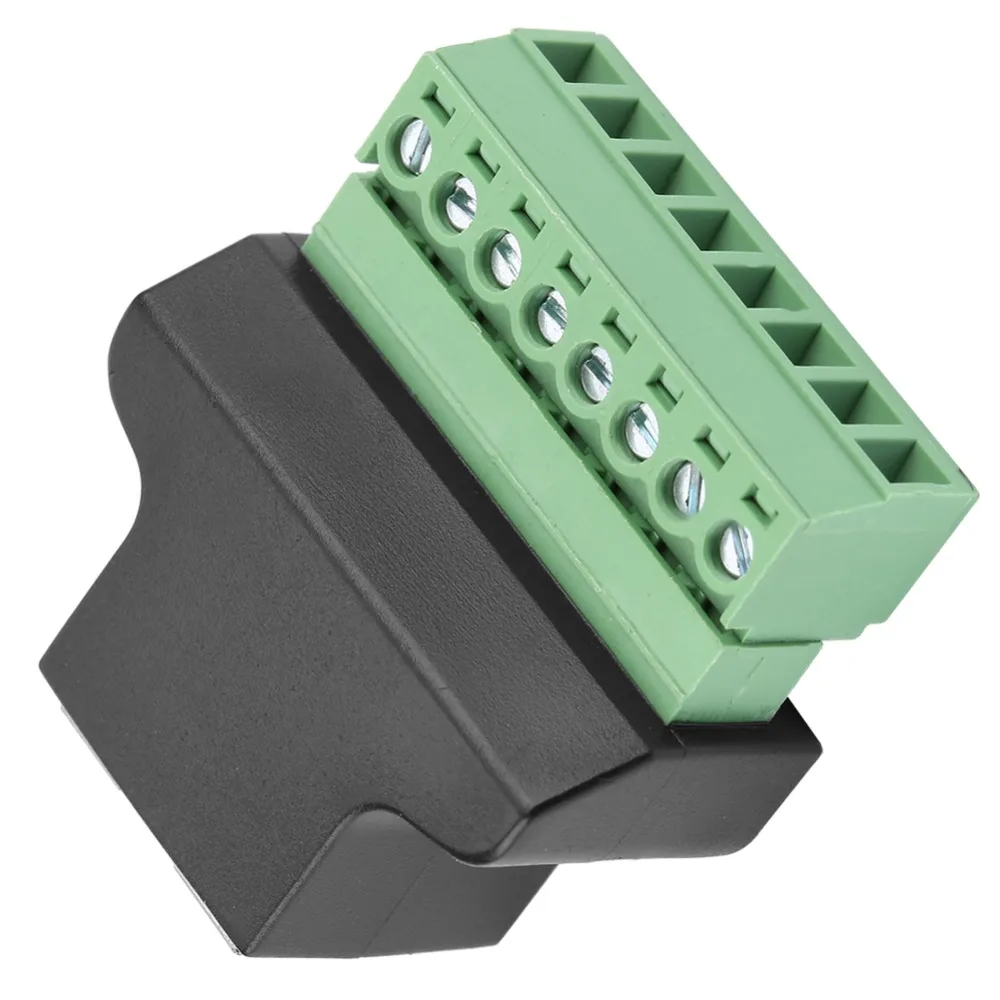 8P8C RJ45 Breakout Solderless Black Screw Terminal Block Adapter Plug and Play RJ45 Female To Screw 8 Pin Connector