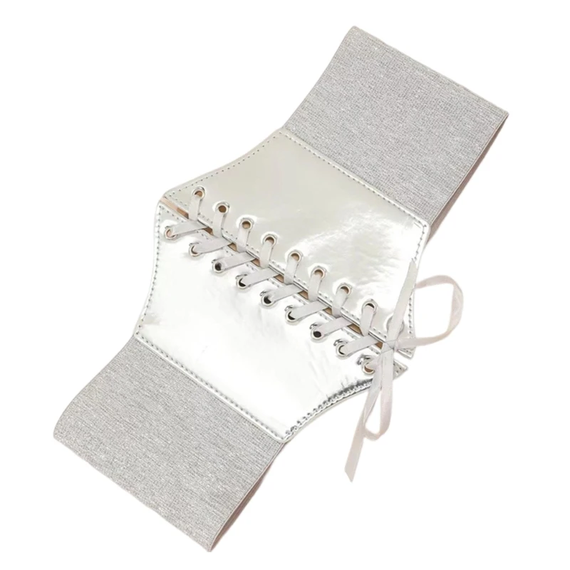 Wide Dress Belt y2k Elastic Belt for Dress Silver Corset Belt Women Silver Belt