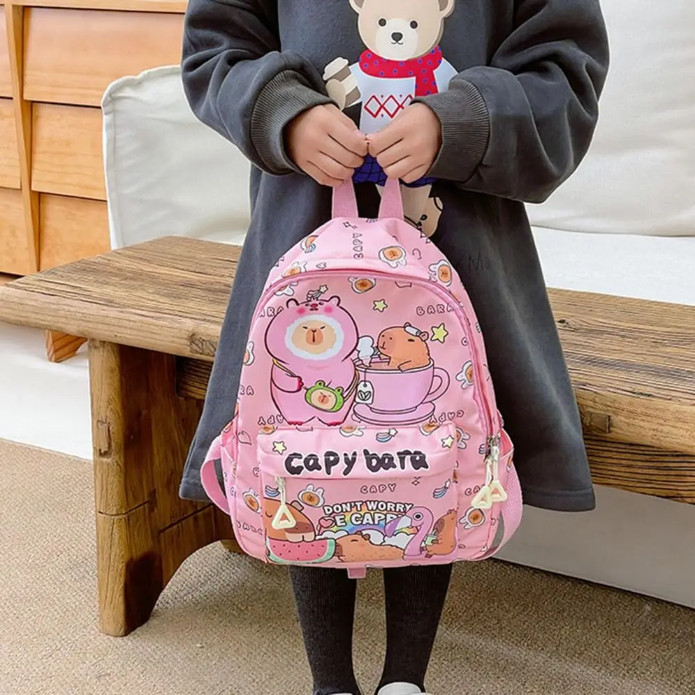 Cute Large Capacity Capybara Backpack Breathable Cartoon Student Schoolbag Nylon Ultra-light Book Bag