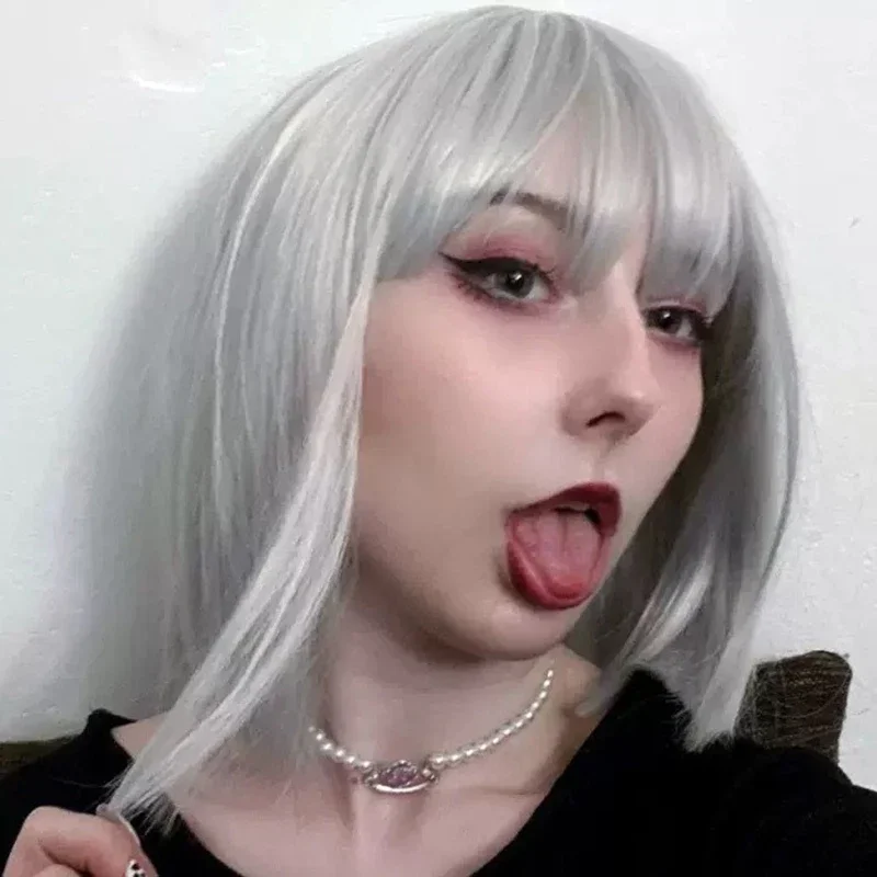 バードレスアップ帽子カラフルなボブヘアカットステージパフォーマンス服マッチファッションショートストレートヘアコスプレアニメ女性ウィッグ