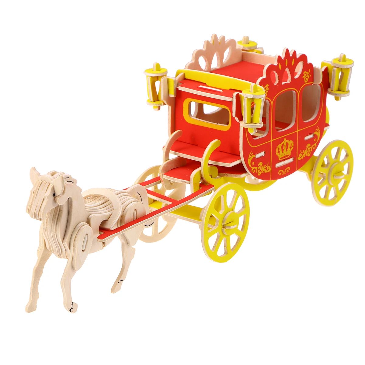 

3 Carriage Puzzle Wooden Kit about Handmade Model Educational Puzzles Bamboo 3d