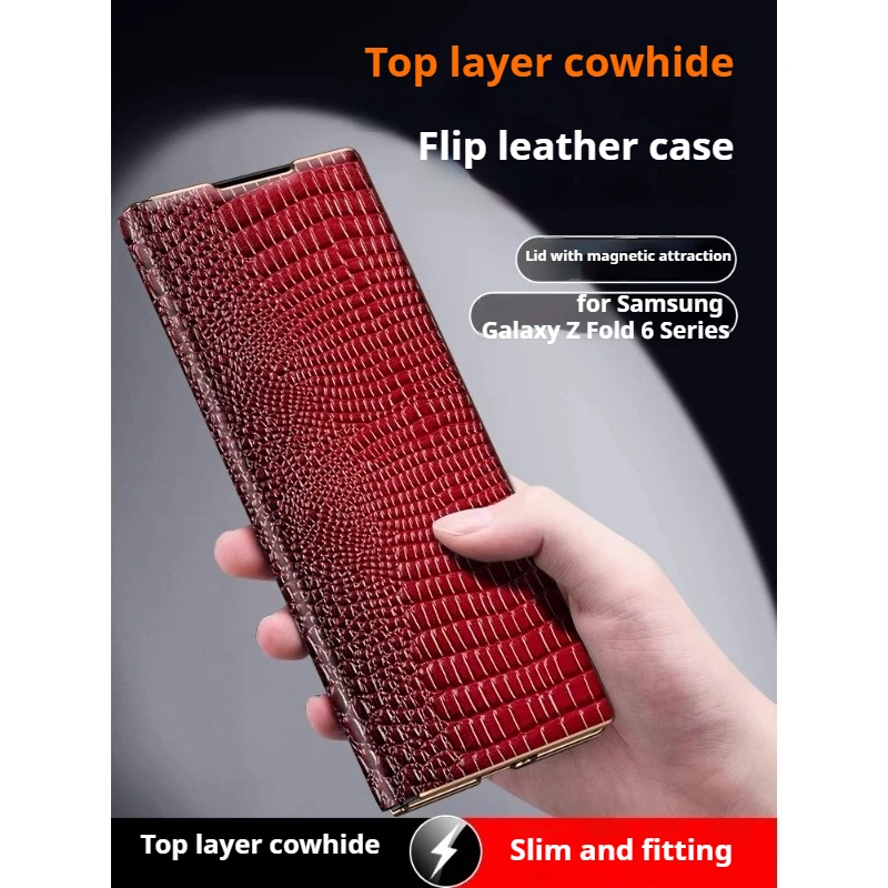 Deluxe Leather Flip Case for Samsung Z Fold 8 7Alligator Pattern Full Pack&Magnetic Slim Leather Case for Samsung Z Fold8Ultra 6