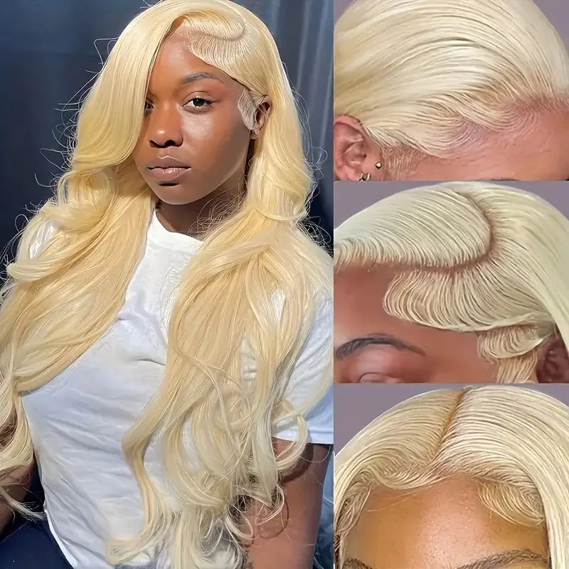 613 Blonde 13X4 HD Lace Wig Frontal Blonde Colored 18 40 Inch Body Waves Glue-Free  Human Hair Wig 150 Density