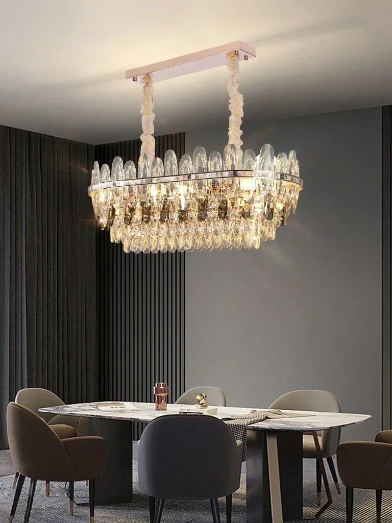 

Modern crystal living room chandelier American luxury room decoration LED Shell elements hall lighting