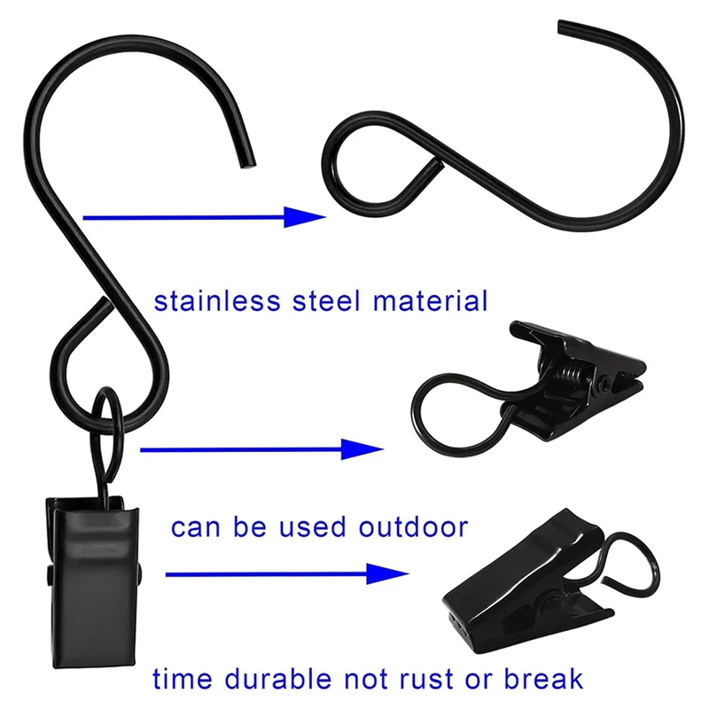 

AT43-50PCS Stainless Steel S Hooks For Hanging Lights, Curtains, Photos, And Art Crafts, 3-Inch Length