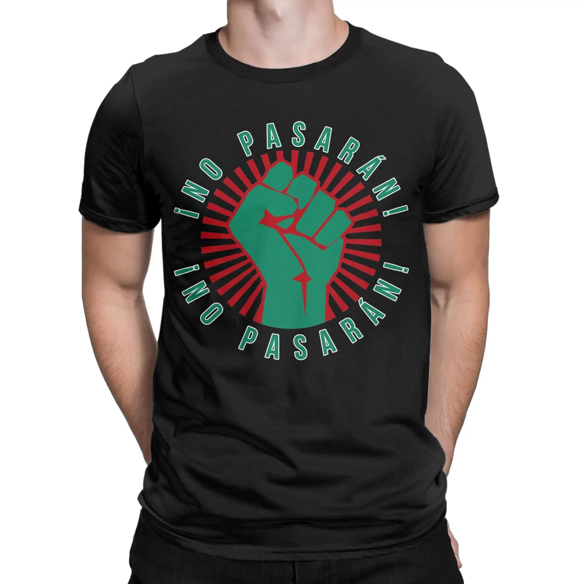 No Pasaran T-Shirt for Men Women Italia Funny Pure Cotton Tee Shirt Crew Neck Short Sleeve T Shirts Gift Idea Clothing
