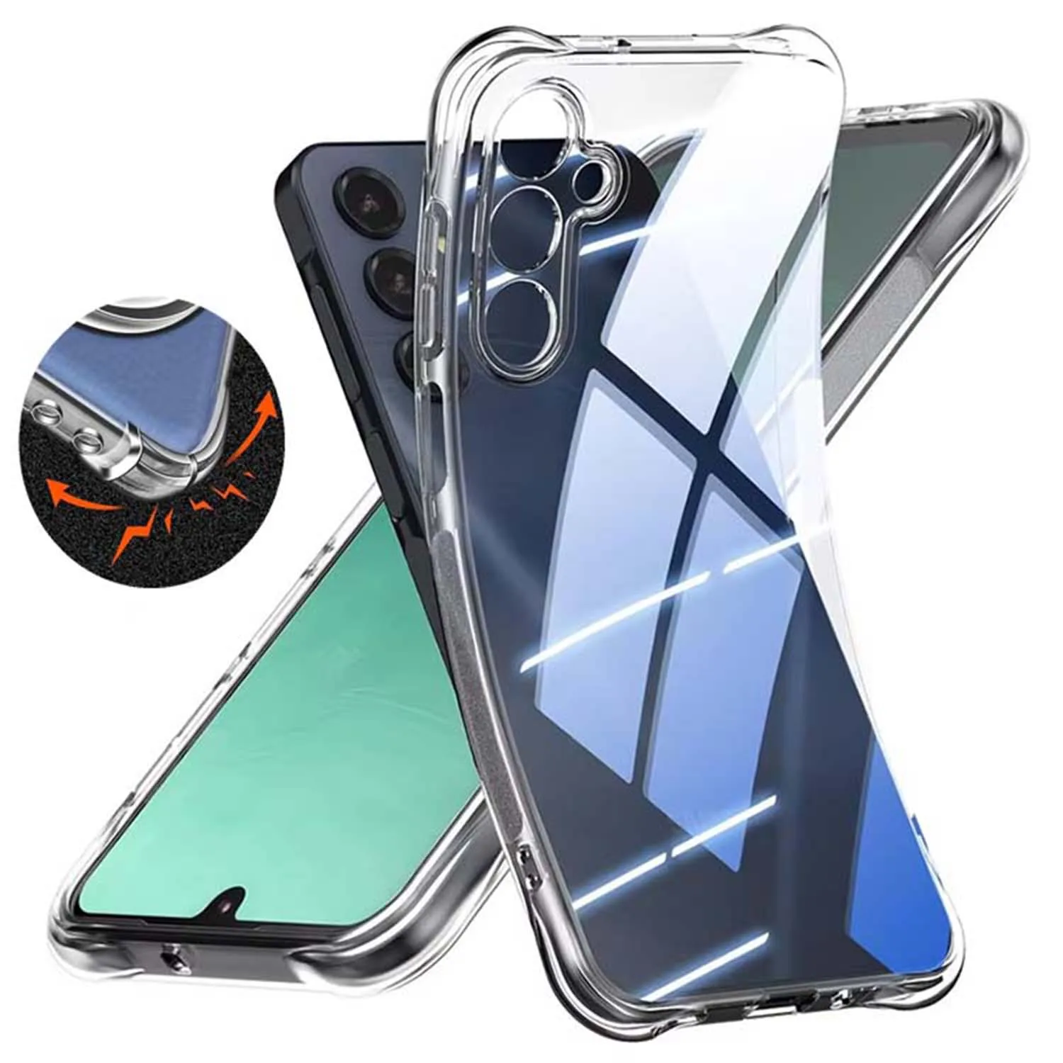 Stoßfest Fall Für Samsung GalaxyA17 A07 A16 A06 A05S A05 A15 A14 A25 A35 A55 A34 A54 A36 A56 A26 Abdeckung Klar Capa Fundas Coque