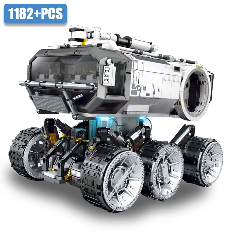 

Техническая переноска лунной базы 1182 шт., MOC задний, искусственный автомобиль с механическими ручками, кирпичи, игрушки для детей, подарки