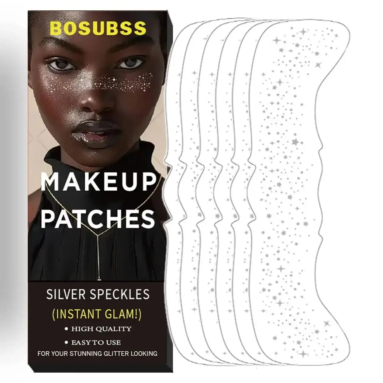 6/3 pieces/set - Silver Star Flashpoint Facial Tattoo Stickers - Easy to Apply Natural Freckle Makeup - Decorative Essential