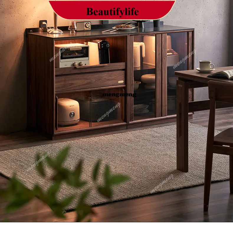 YL Solid wood module combination storage cabinet black walnut living room wine cabinet storage side cabinet