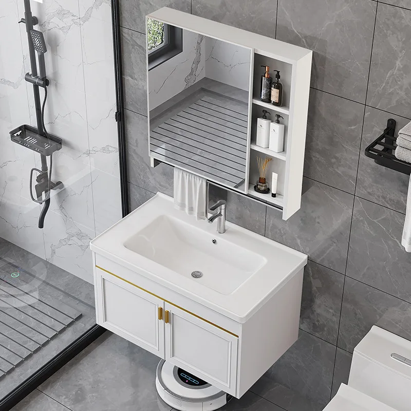 Space aluminum alloy bathroom cabinet combination bathroom integrated ceramic washbasin wash basin