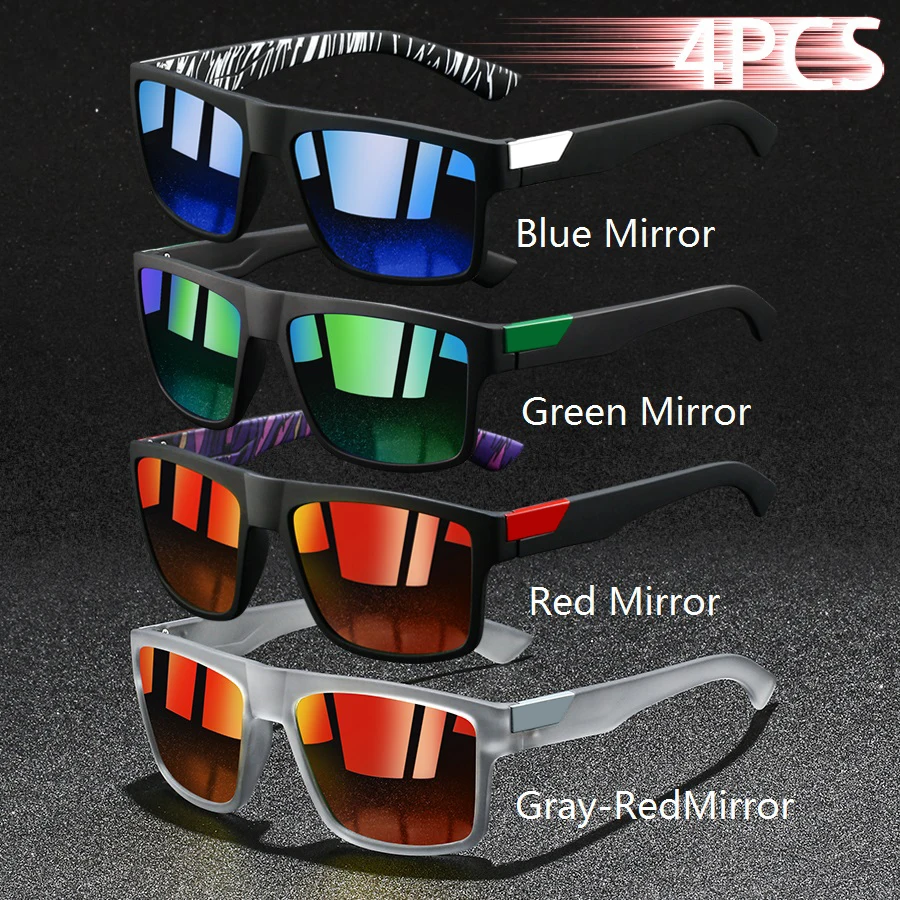 4 Stück Modische Vintage Quadratische Sonnenbrillen für Herren Angeln Fahren Luxusmarken-Designer Sonnenbrillen Retro Eyewear – Detail 4