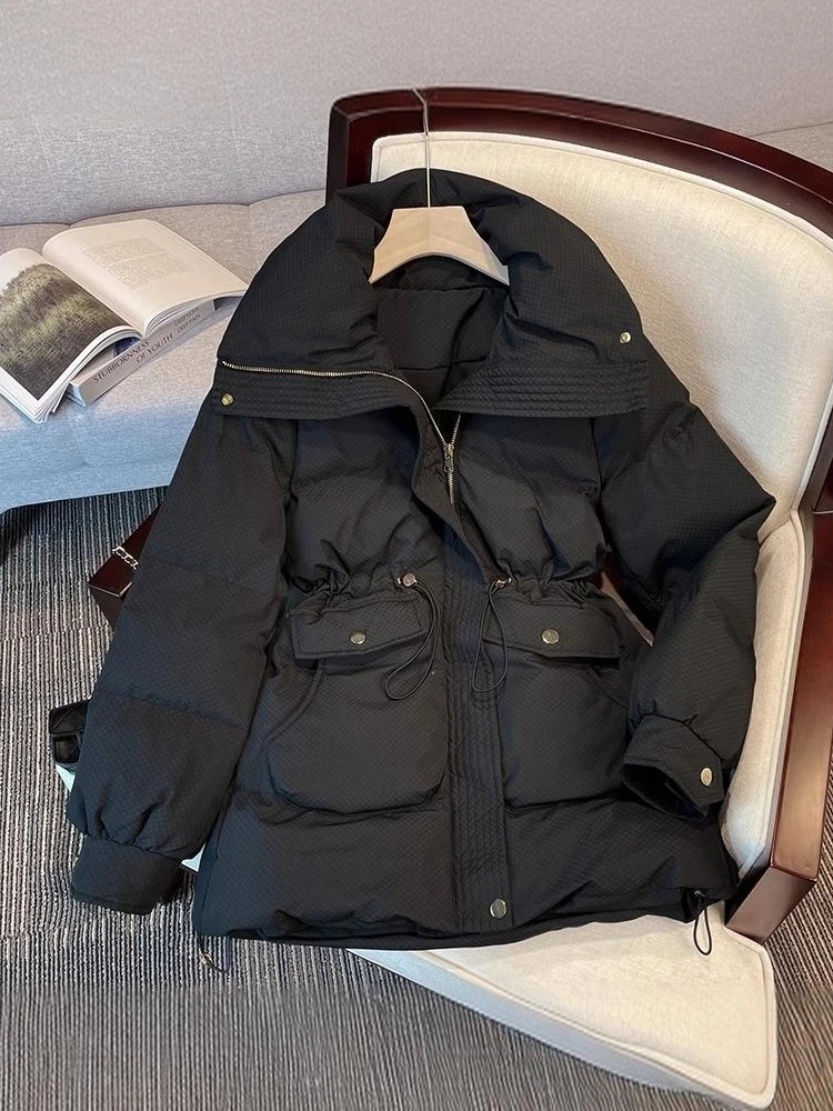 

Женское утепленное пуховое пальто из хлопка, свободного кроя, модный дизайн, зимнее, длинное, с поясом на талии, большие размеры