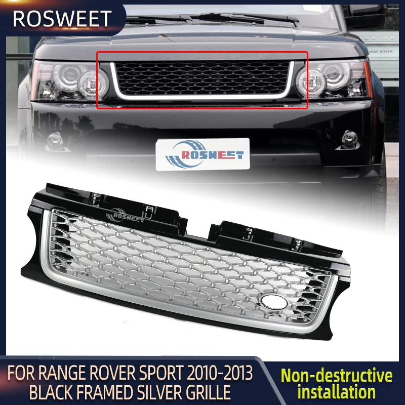 

Grille For Land Rover Range Rover Sport 2010-2013 Autobiography Style Black Frame Silver Net Racing Grills Car Exterior Parts