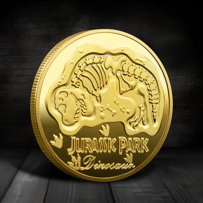4PCS Souvenir Coin REPLICA Commemorative Coins Medallion Badges Coins Jurassic Park Dinosaurs Coins