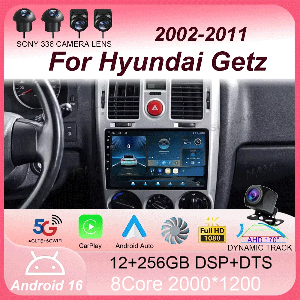 

Автомобильная магнитола Android 16 для Hyundai Getz 2002-2011 с GPS-навигацией, мультимедийным плеером, Wi-Fi, 4G, CarPlay, DSP, Bluetooth