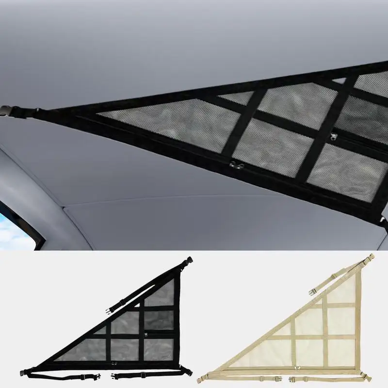 สามเหลี่ยมเพดานเก็บสุทธิ Double-Layer ตาข่ายสุทธิ Anti-Fall SUV หลังคา Organizer ปรับภายในรถ Cargo Storage กระเป๋า