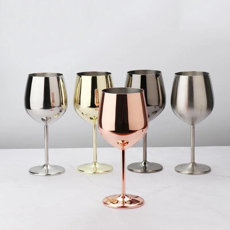 304 Stainles Steel 500ml Goblet Champagne Cup Wine Glass Cocktail Glass Creative Metal Wine Glass for Bar Restaurant