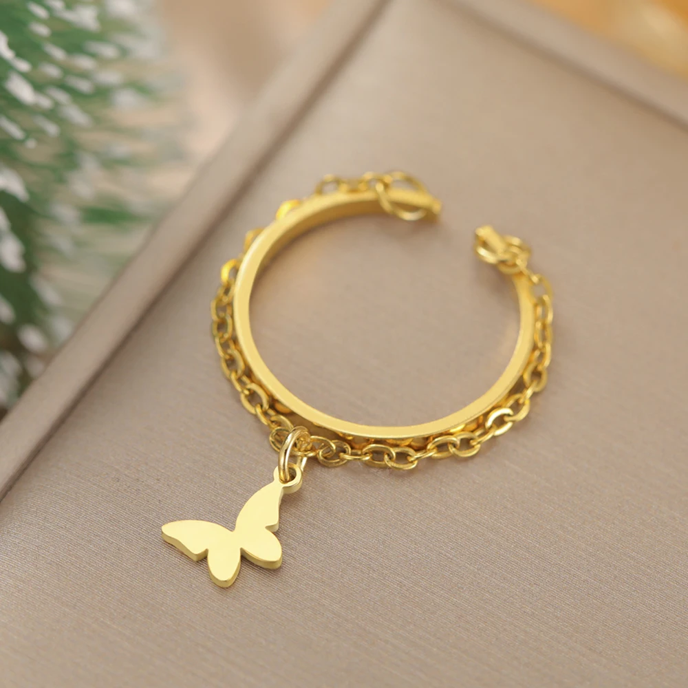 Dawapara Vintage Stern Kette Quaste Verstellbarer Ring Hexagramm Pentagramm Kreuz Charm Edelstahl Damen Schmuck – Detail 16