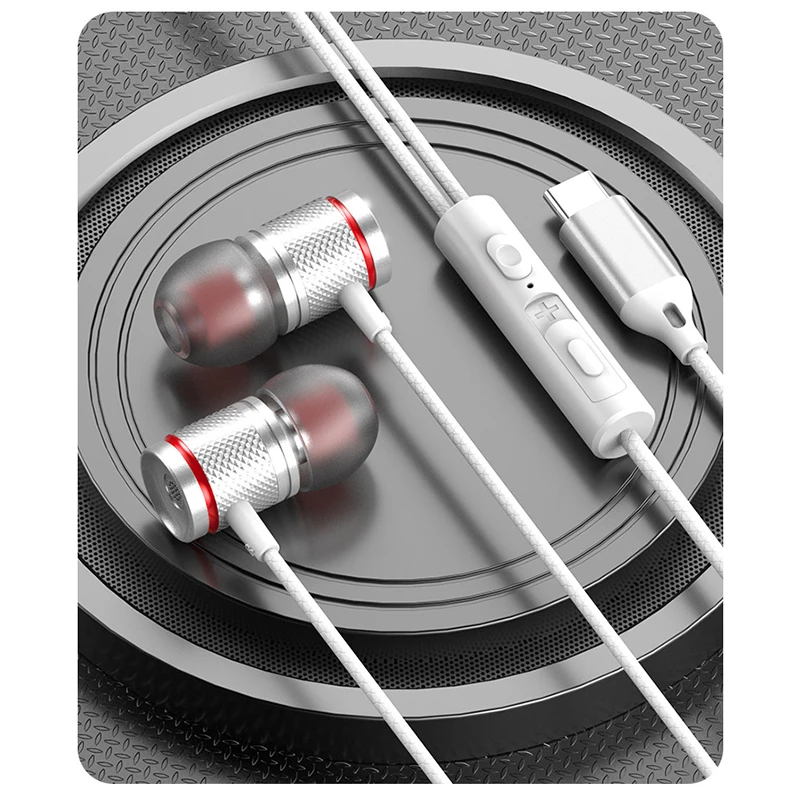 9D HIFI Heavy Bass In Ear Earphone 3.5MM Type-C Digital Headphone Stereo Wired Headset With Mic Earbuds For Samsung Android