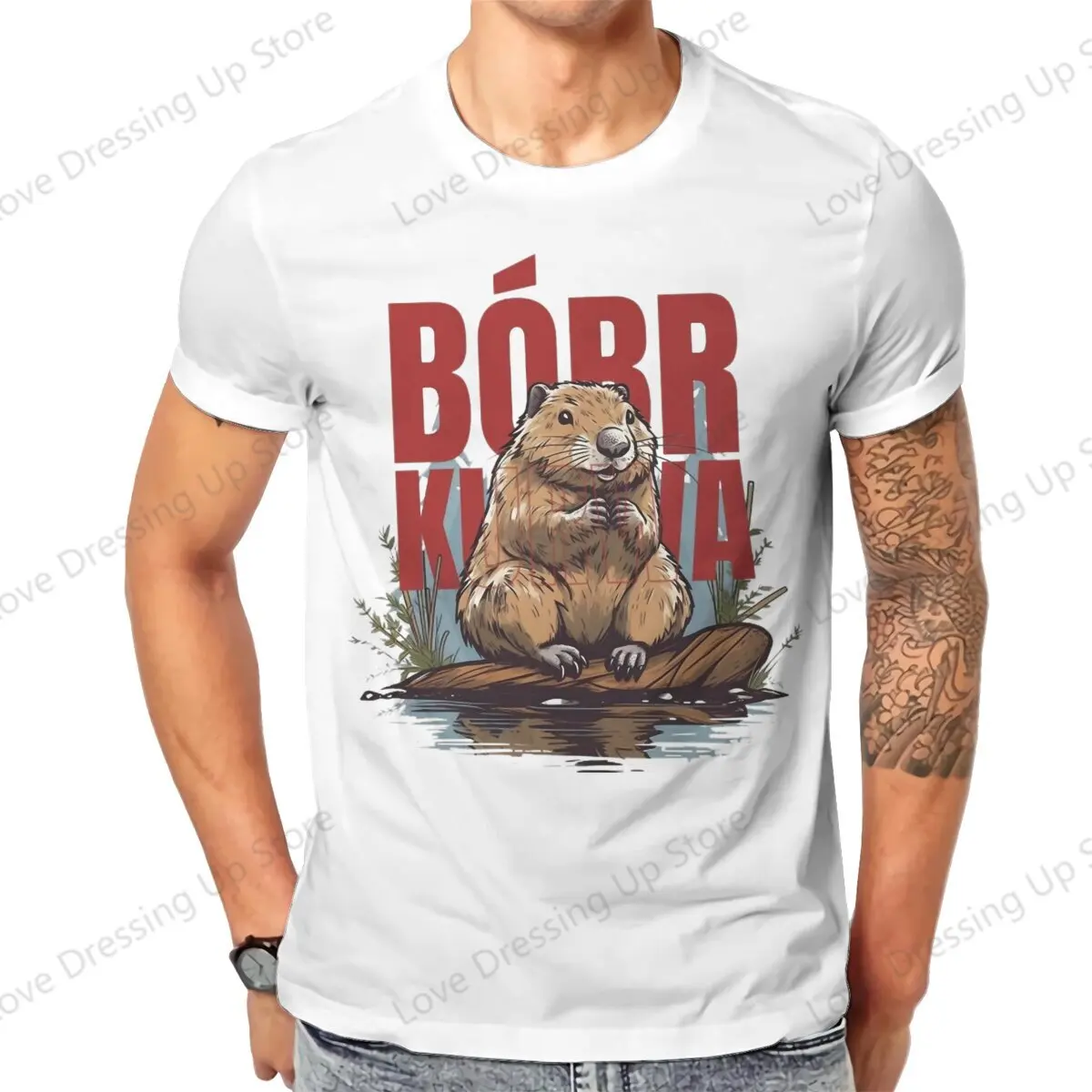 Kurwa Bobr Bober 100%Pure Cotton Printed Men T-Shirt Boberek Style Short sleeve Tshirts Street short sleeve Tee Funny Tops