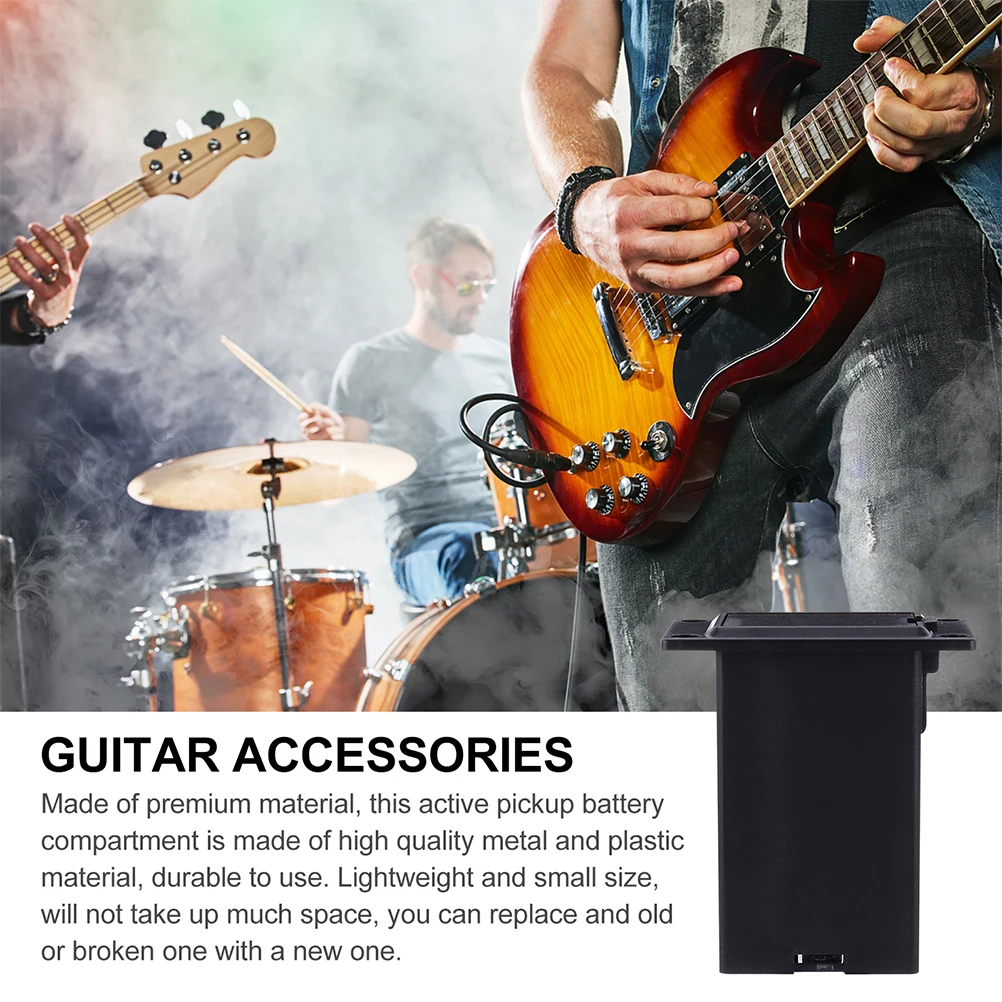 

2Pcs 9V Box for Guitar Bass Pickup Holder Plastic Black Lightweight Portable Durable Guitar Supplies DIY Case