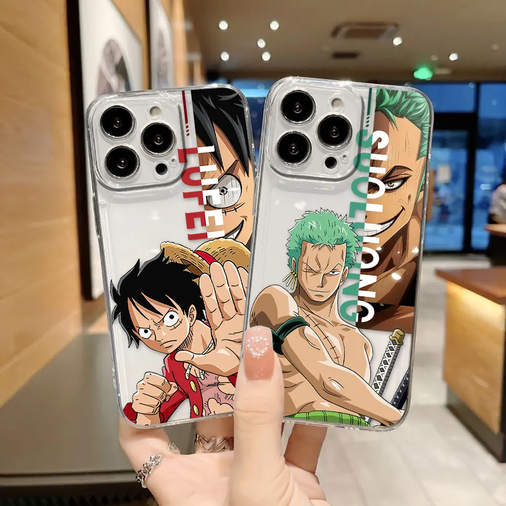 One P-Piece Luffys Zoros Clear Phone Case For Redmi Note 15 14 13 12 12S 11 11T 11S 10 9 10S 9S 8 Pro Max Plus TPU Case Cover