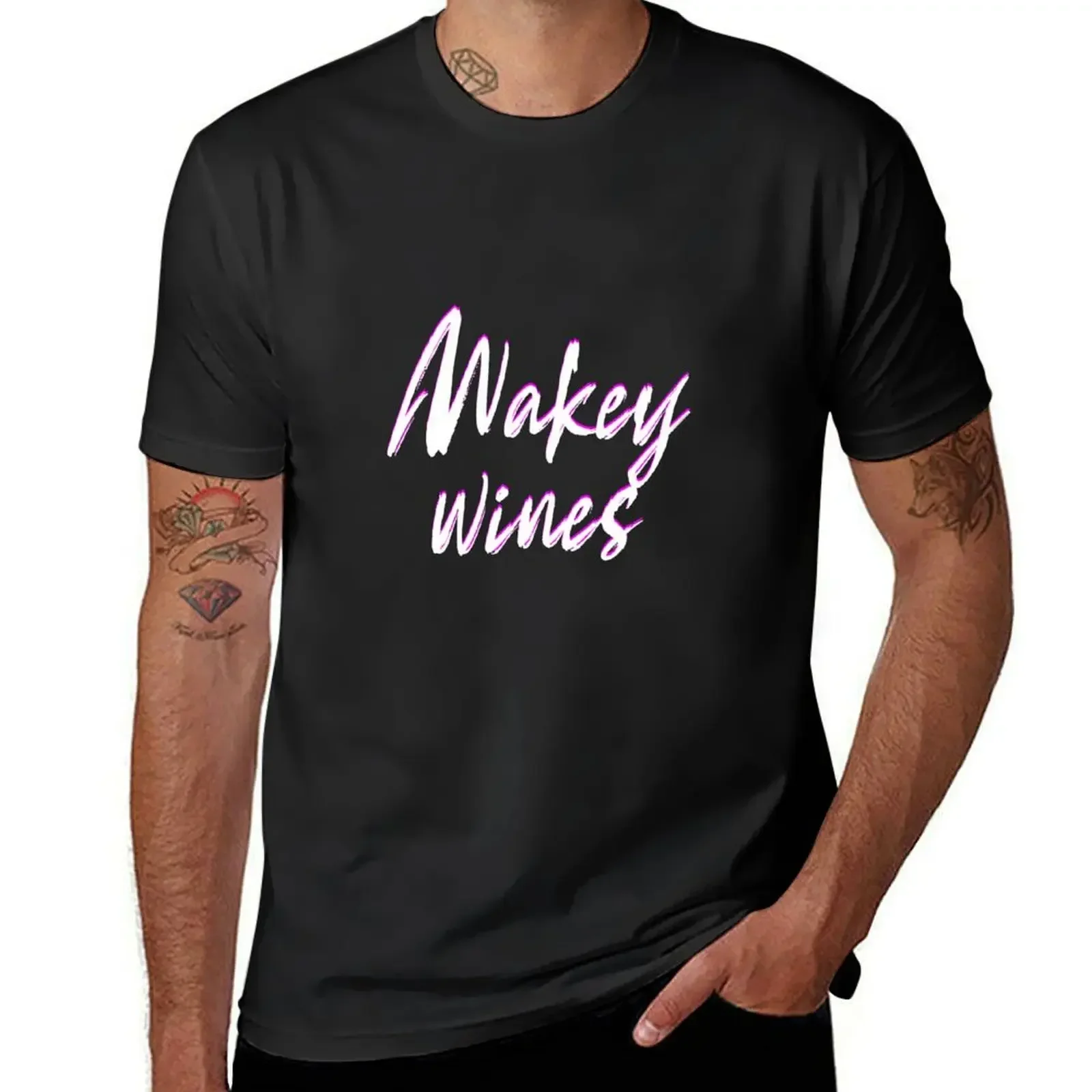 Wakey wines- 3D text effect T-Shirt anime figures Aesthetic clothing rapper graphic tees boys whites mens graphic t-shirts anime