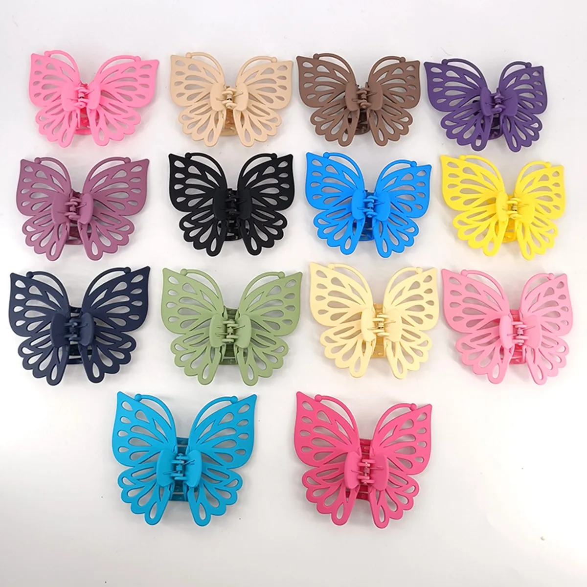9cm Sweet Women Girl Young Fashion Gift Back Head Clip Hairpin Candy Color Single Layer Hollow Wing Antennae Butterfly Hair Claw