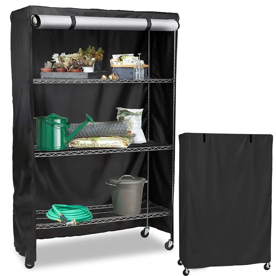 

Пылезащитный чехол для полки для хранения, водостойкая солнцезащитная стойка, чехол для стеллажей, защита от пыли для гаража, патио, погреба, крышка кухонной полки