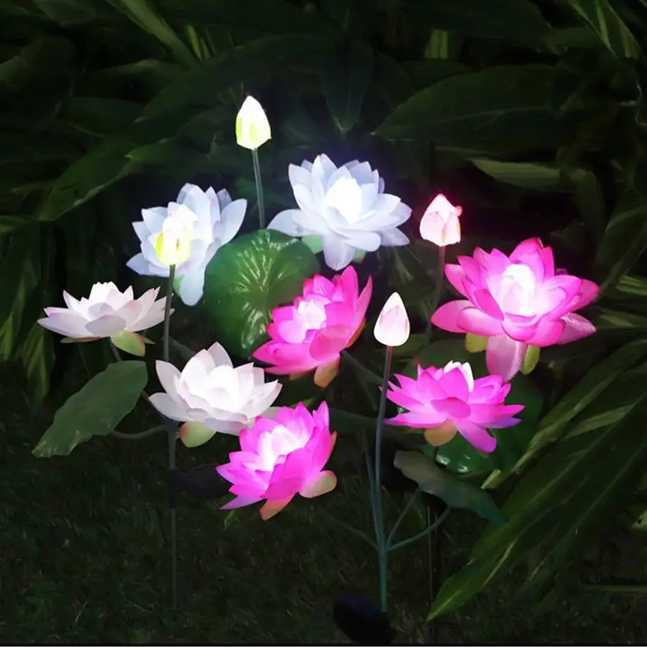 

Solar Lotus flower Lights Outdoor Lawn Light IP65 Waterproof Pathway Yard Wedding Holiday Garden Decoration Solar Flowers Lamp