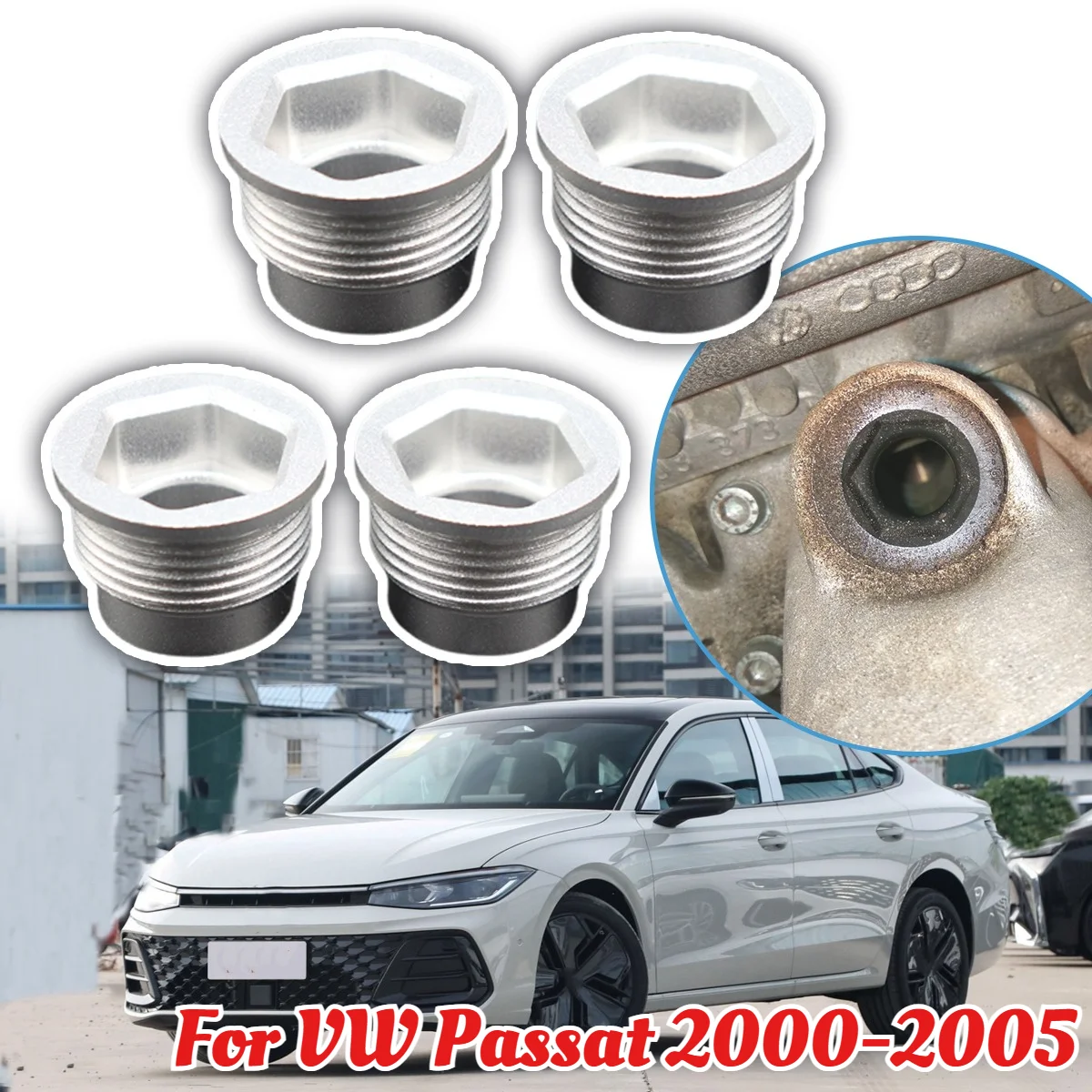 4pcs Upgrade Aluminum alloy Fuel Injection Valve Injector Insert Cup Seat 058133555 Fix For VW Passat 2000-2005 1.8 T 1781 cc
