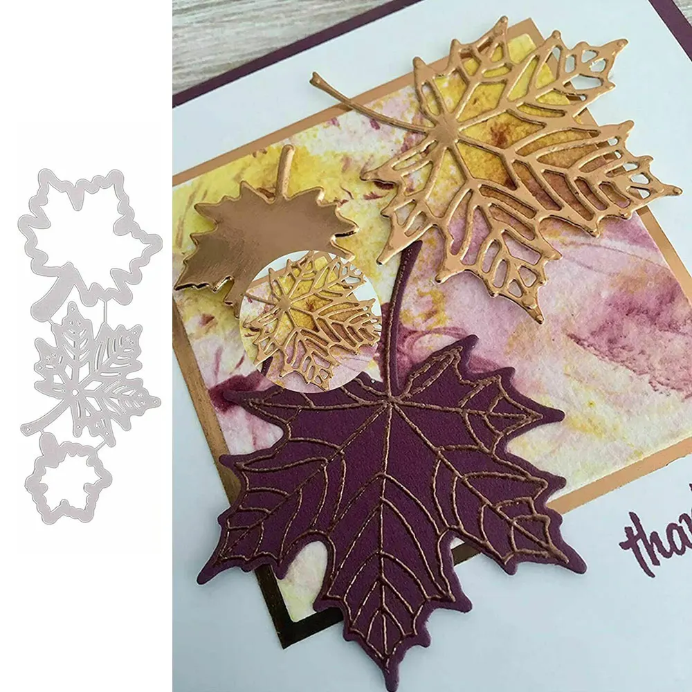 3Pcs/set Maple Leaf Metal Cutting Dies Scrapbooking for Paper Making Card DIY Decorative Craft Embossing New Dies Clear Stamps