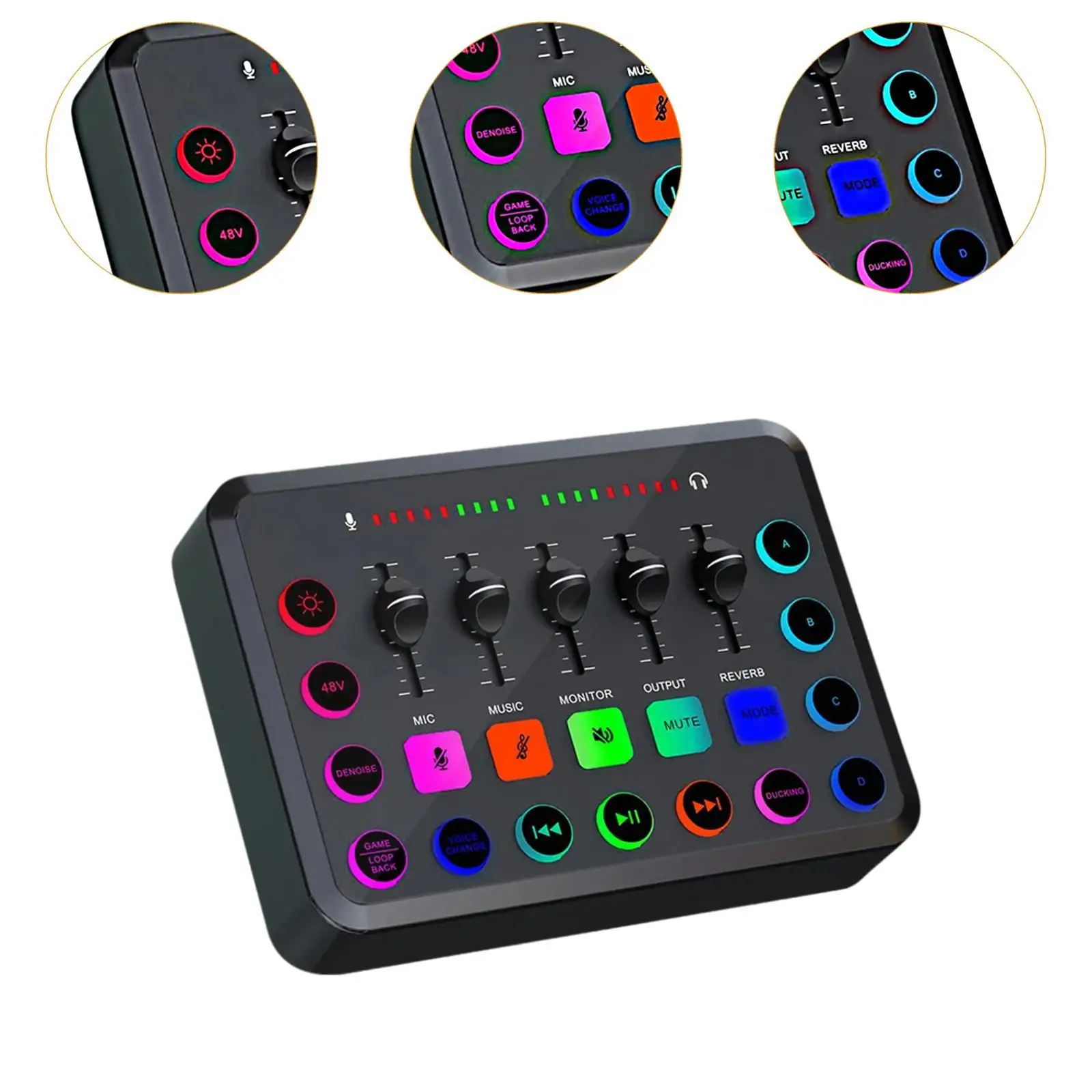 Audio Mixer Professional 5 Channel Sound Mixer for Computer Recording Phone