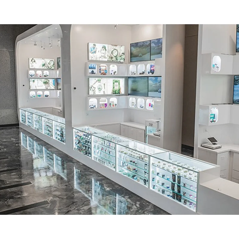 Customized-high quality retail display showcase glass display locable glass shop counter design