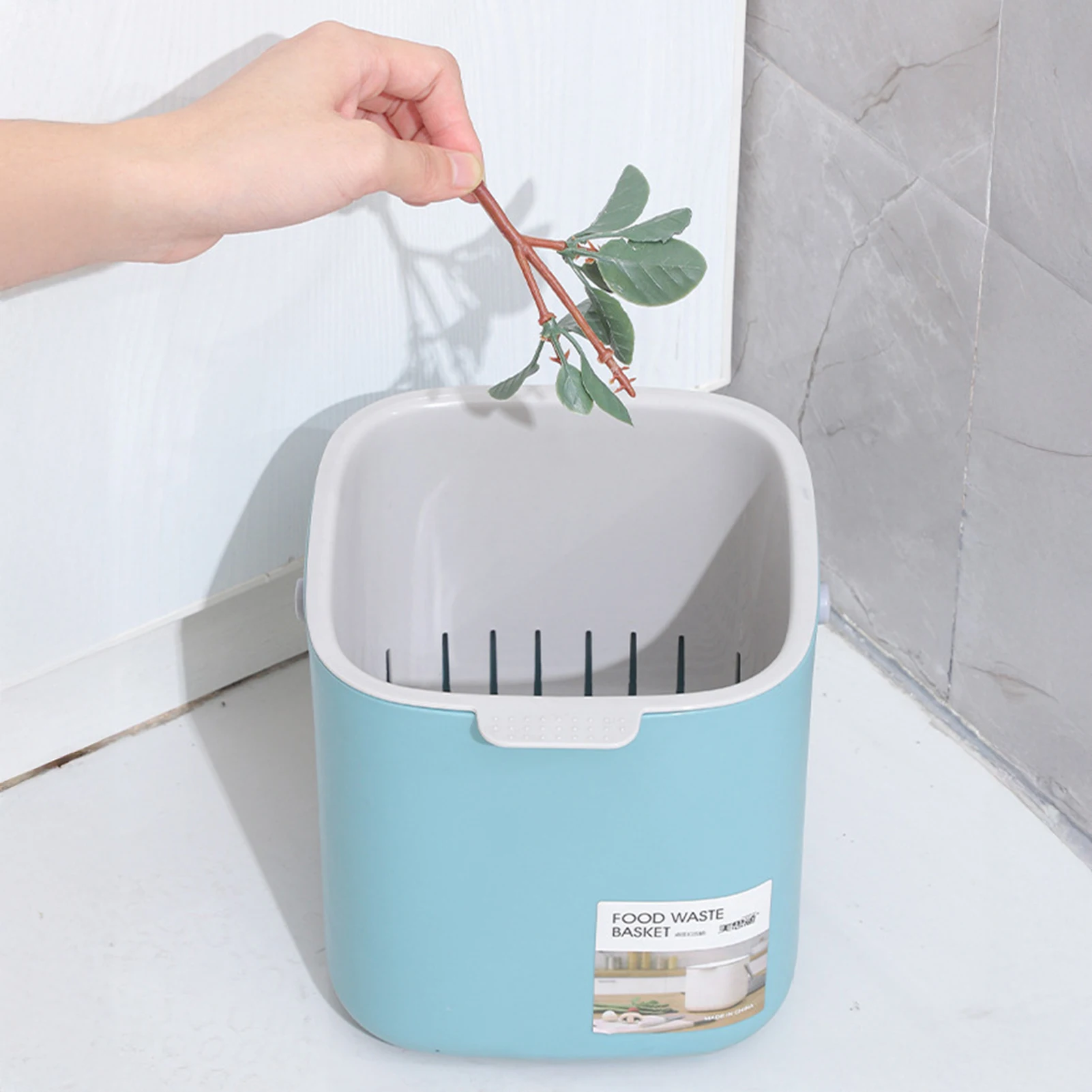Countertop Trash Can with Lid Wet & Dry Separate Kitchen Trash Can for Home School Office Apartment