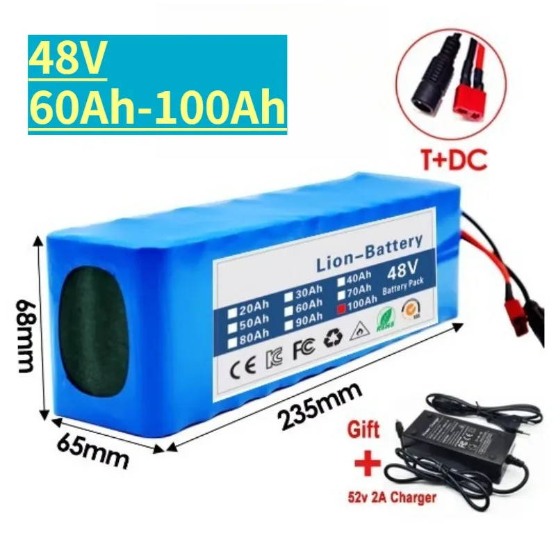 

48V Multiple Capacities 2000W 13S3P Lithium-Ion Battery for DC/T Aux Moteurs Avec BMS with Chargeur 54.6V