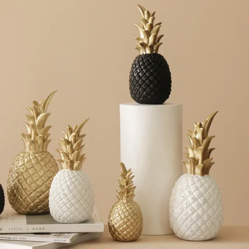 Resin Fruit Figurines Golden Pineapples Statues for Desktop Office Home Living Room Decor - Image 5