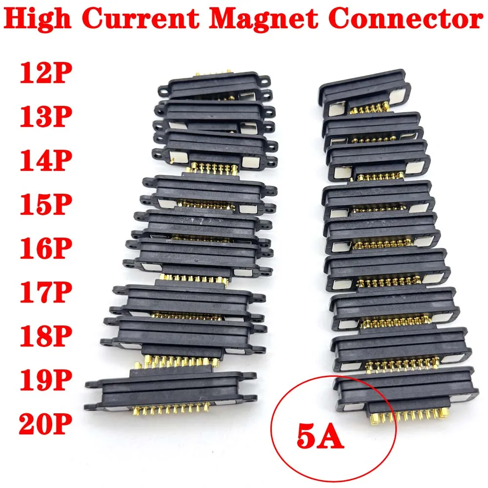 5A 36V Male Female 12/13/14/15/16/17/18/19/20Pin Waterproof Magnetic Pogo Pin Connector Spring Loaded DC Power Socket