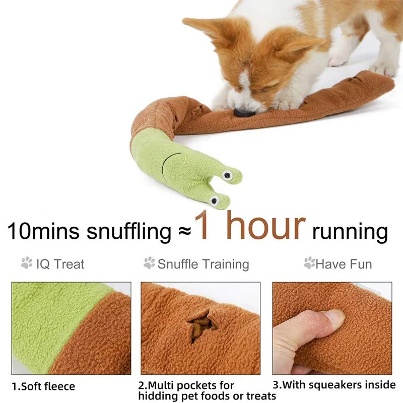 Dog Squeak Toys Pet Sniffing Plush Snails Toys Tibetan Food Molar Puzzle Dog Toys Interactive Dog Puzzle Toy Feeder Pet Supply