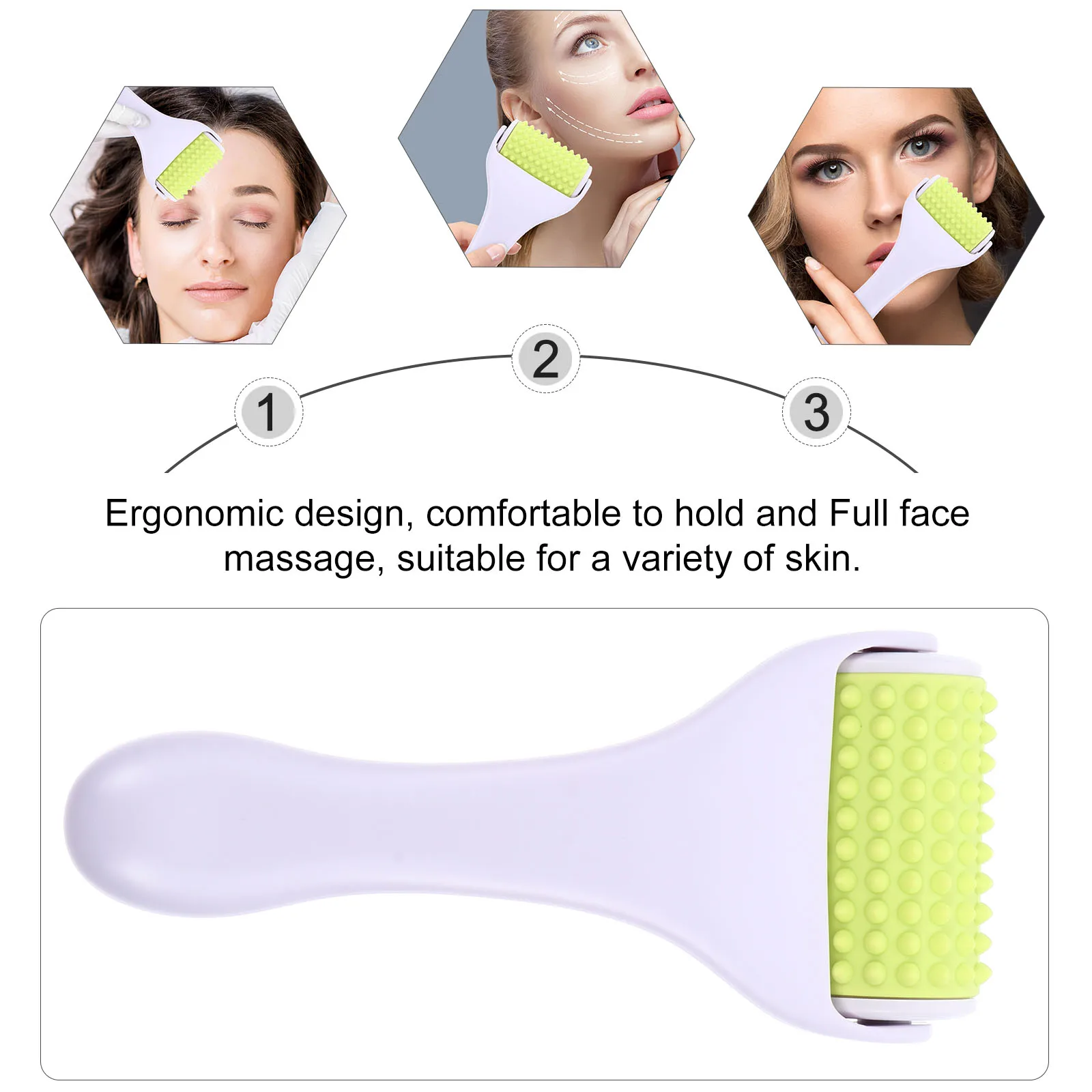 

1pc Beauty Skin Care Tool Ergonomic Silicone Facial Massager For Pain Relief Head Muscle Roller Multi Purpose Massage