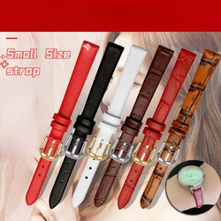 For any brand Fashion leather watchband women's mini Slim small size band 6mm 8mm 10 12 14 16mm black brown red white blue strap