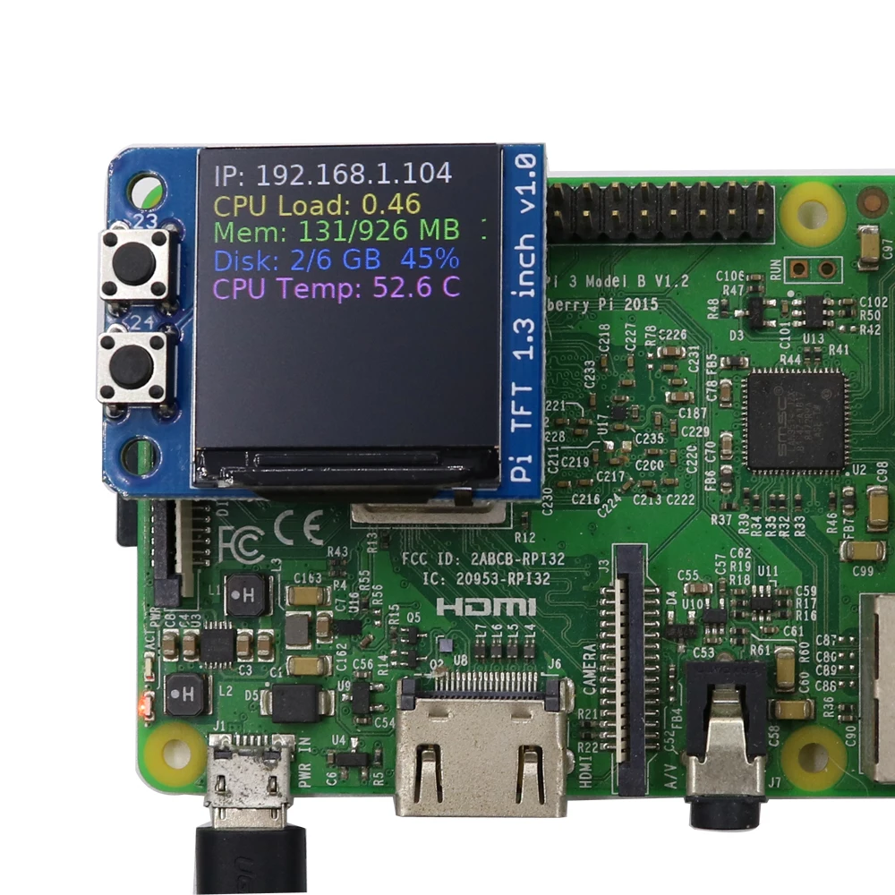 Monitor Mini Raspberry, TFT, 1.3 ", ISP HD Display, Raspberry Pi tela dedicada