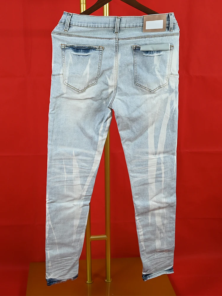 Purple ROCA Brand Jeans Black Label Tinted American High Street Destroy Wash Repair Low Raise Skinny Denim Jeans pants