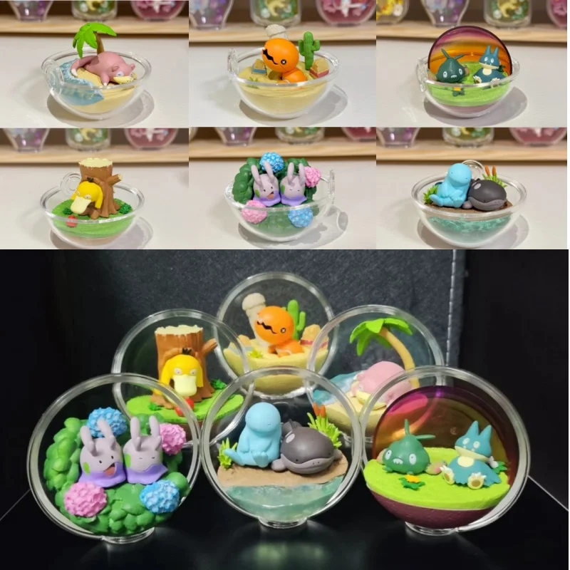 Re-Ment Pokemon Terrarium Collection Relaxing Time Psyduck Quagsire Trapinch Slowpoke Goomy Munchlax Original Toys Gift