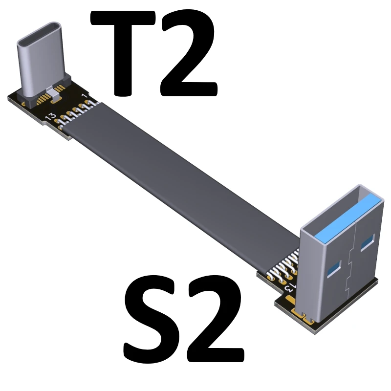 USB 3.0 type-c szybko łądujący kabel danych 3A rodzaj USB C podwójny 90 stopni USB C kaben wstążka płaski kątowy w górę typu gęsiej szyi