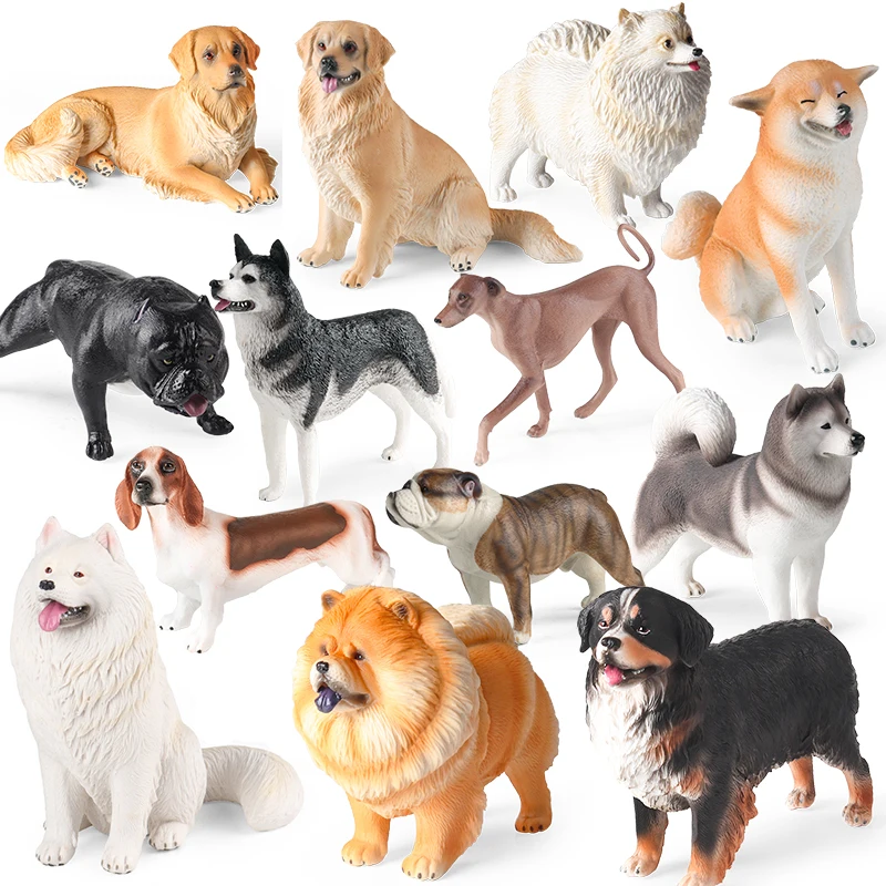 Oenux Shiba Inu Pomerania Azawakh Labrador Retriever Bulldog modelo Animal figuras de acción de perro colección de PVC sólido juguete regalo para niños