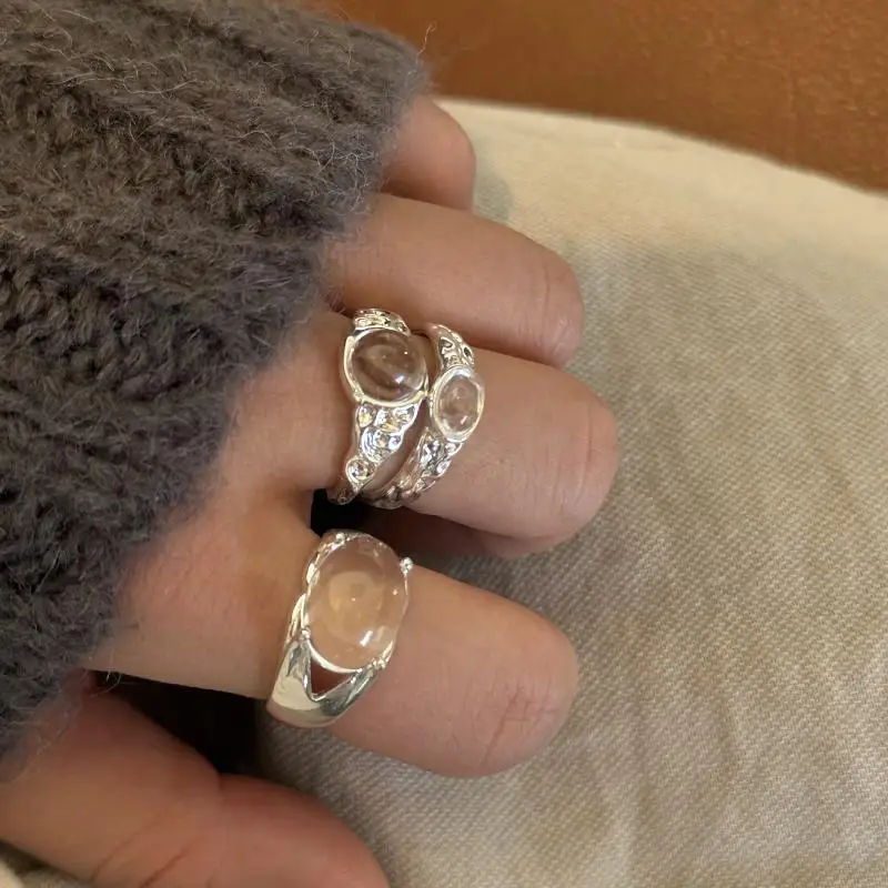 Adjustable Open Silver Plated Crystal Ring Shiny Large Ball Design Long Lasting Shine Jewelry for Date Night Gift for Her